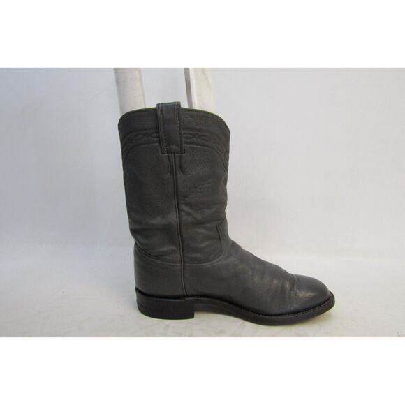 JUSTIN Mens Size 7 D Gray Leather Western Cowboy Roper Boots main image 11